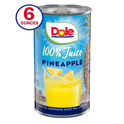 Dole All Natural 100% Pineapple Juice Cans, 6 fl oz