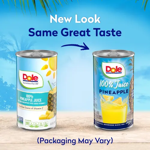 Dole All Natural 100% Pineapple Juice Cans, 6 fl oz thumbnail 2