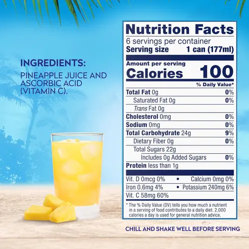 Dole All Natural 100% Pineapple Juice Cans, 6 fl oz thumbnail 4