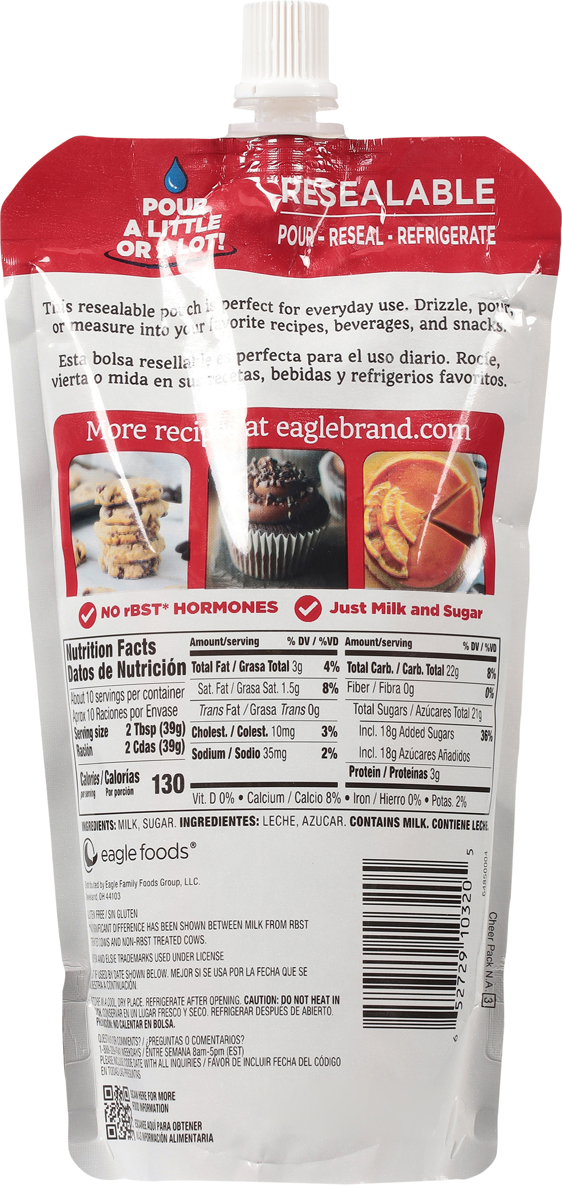 Eagle Brand Sweetened Condensed Milk, 100% US Milk, Gluten Free, 14 fl oz Resealable Pouch thumbnail 2