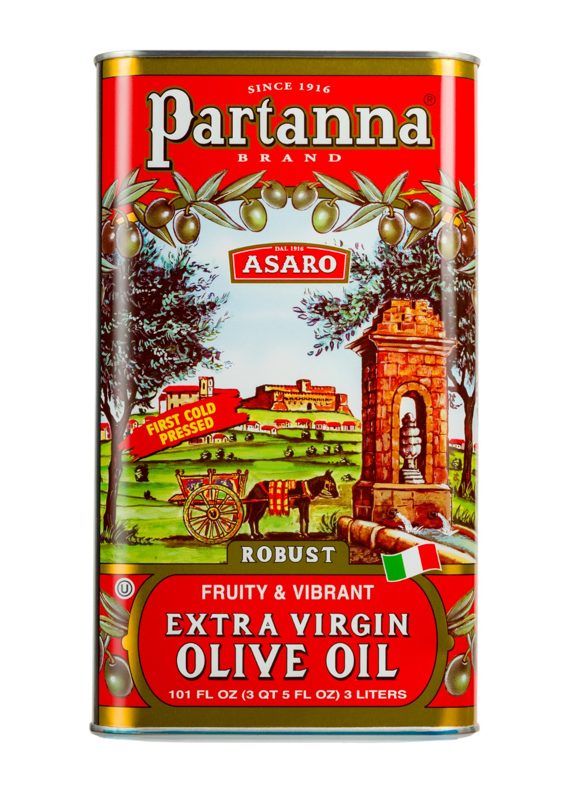 Partanna Robust Extra Virgin Olive Oil - Premium Castelvetrano Oil - Harvested in Sicily - Pure Authentic Italian - Monovarietal