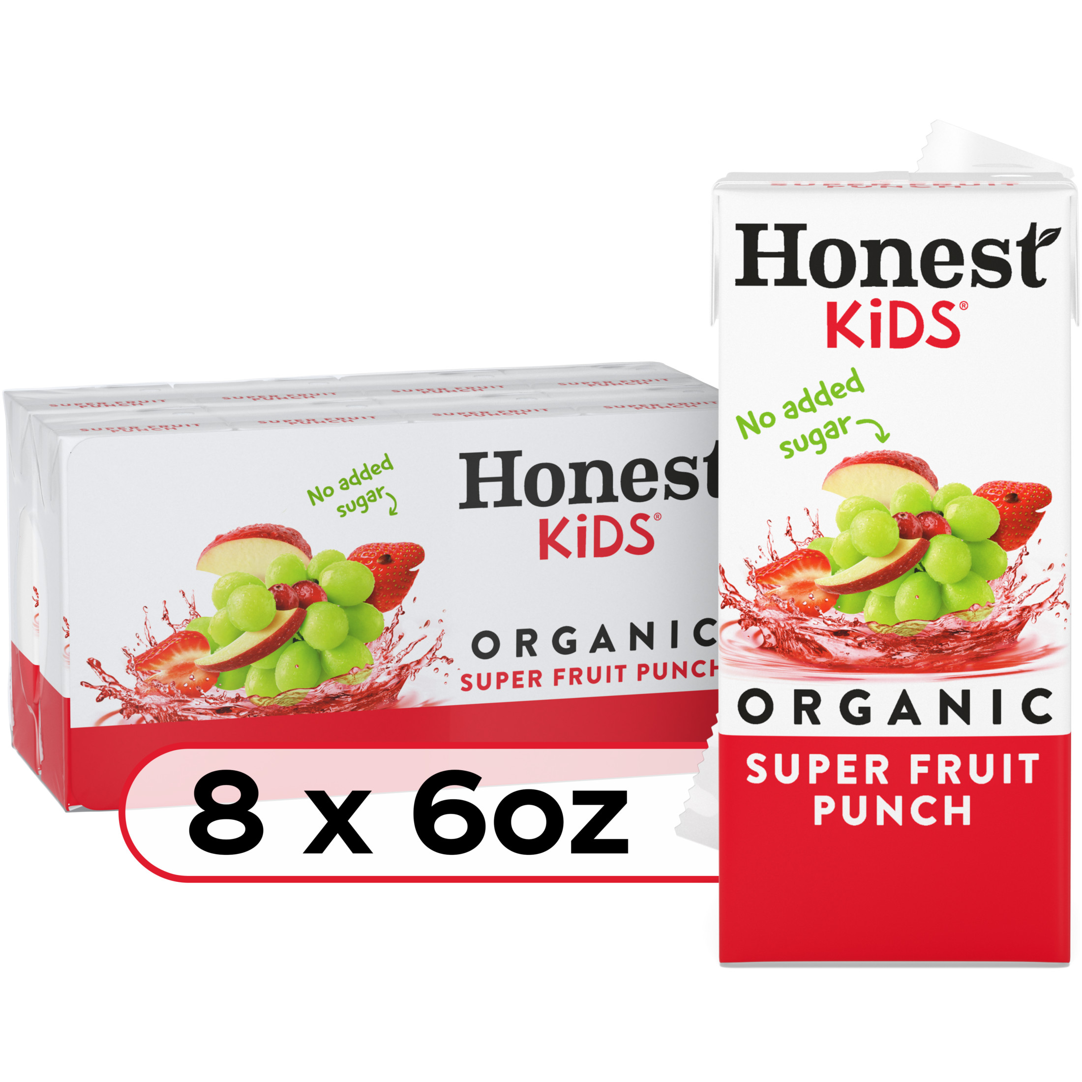 Honest Kids Organic Super Fruit Punch Juice, 6 fl oz, 8 Juice Boxes