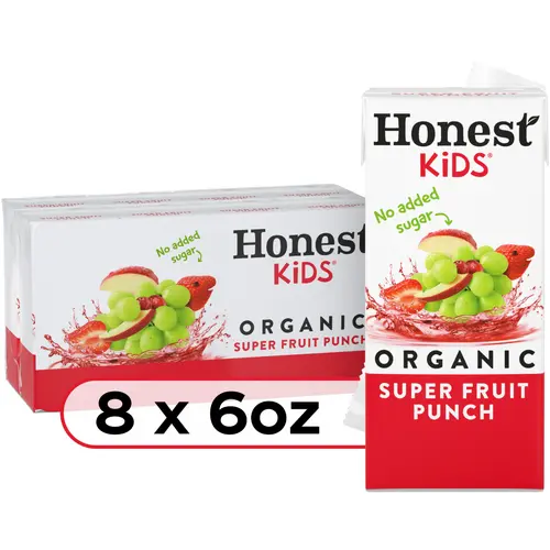 Honest Kids Organic Super Fruit Punch Juice, 6 fl oz, 8 Juice Boxes