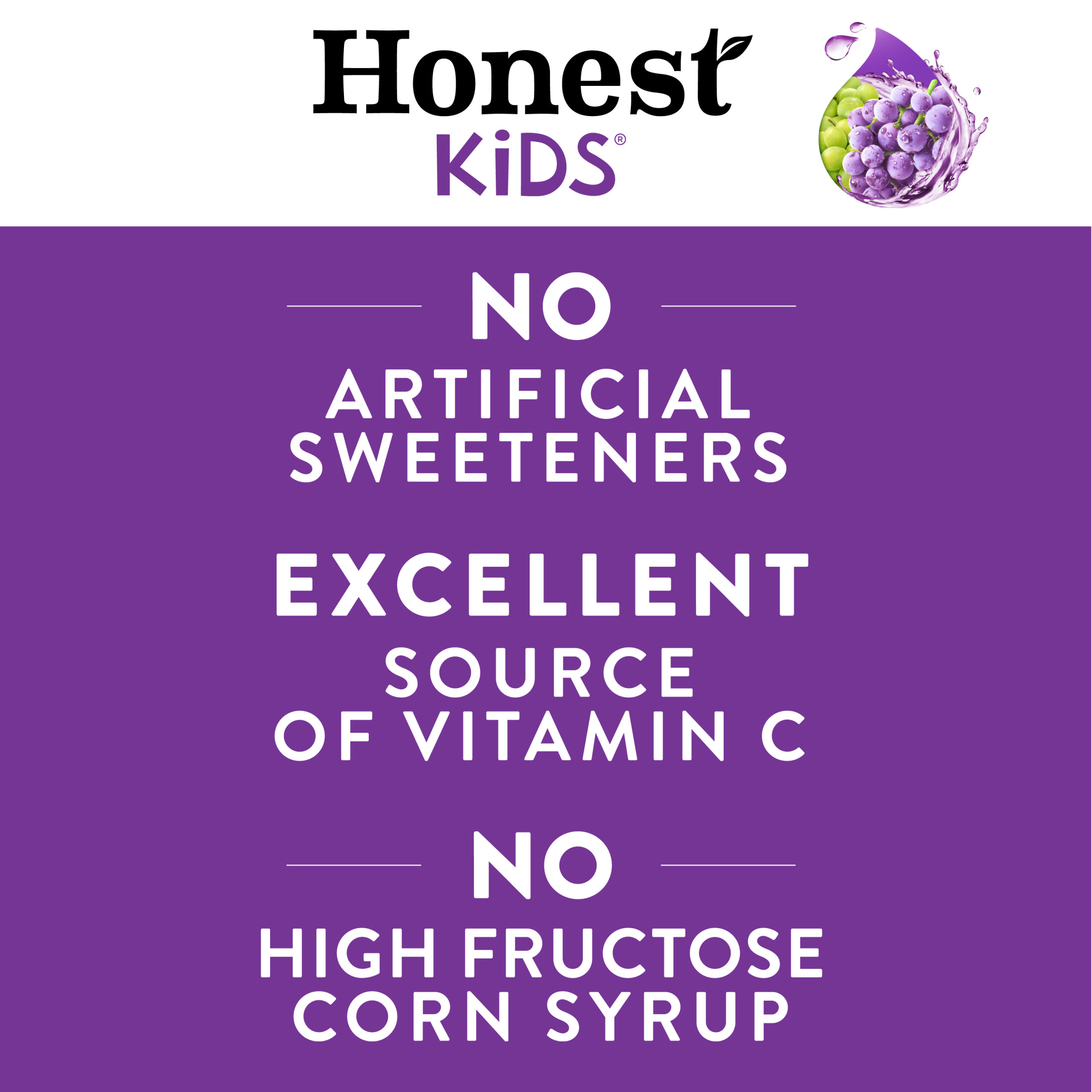 Honest Kids Organic Goodness Grapeness Grape Fruit Juice, 6.75 fl oz, 8 Pouches thumbnail 3