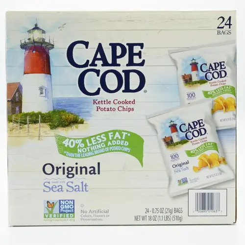 Cape Cod Kettle Cooked Potato Chips, Original Flavor, 40% Reduced Fat, 24 - 0.75 oz Bags. thumbnail 4
