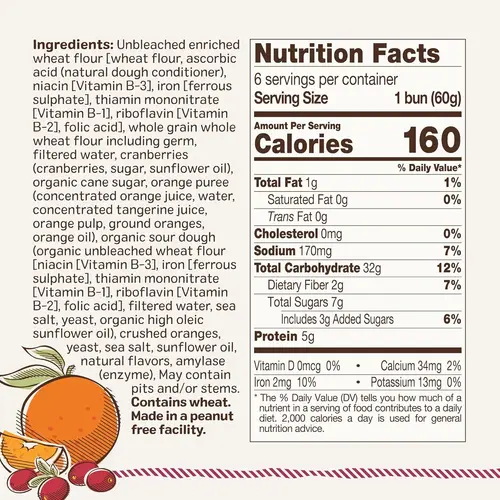 Ozery Bakery Cranberry Orange Morning Rounds, Breakfast Buns, 6 Buns per Bag, 12.7 oz thumbnail 3
