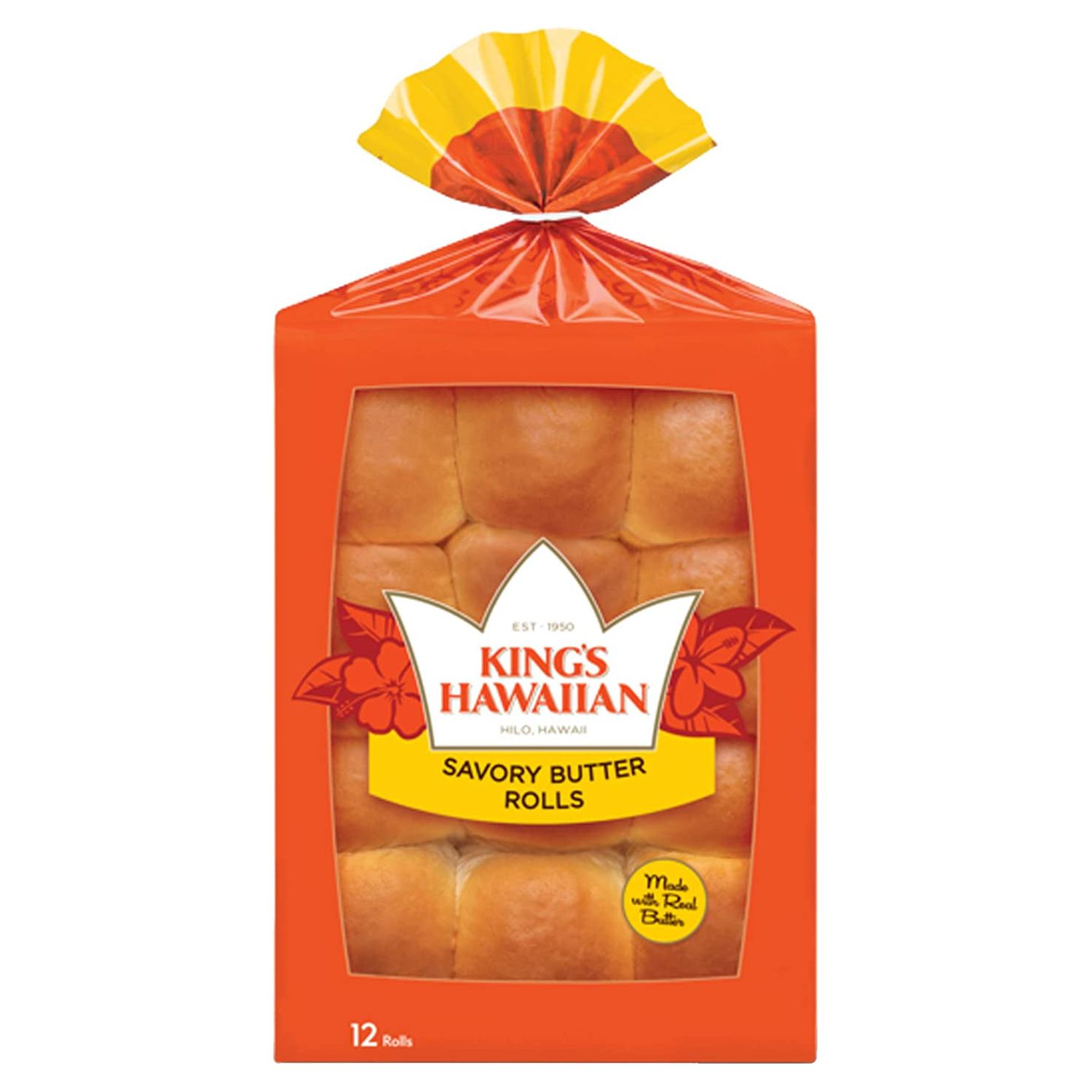 King's Hawaiian Savory Butter Rolls, 12 Count (Pack of 6)
