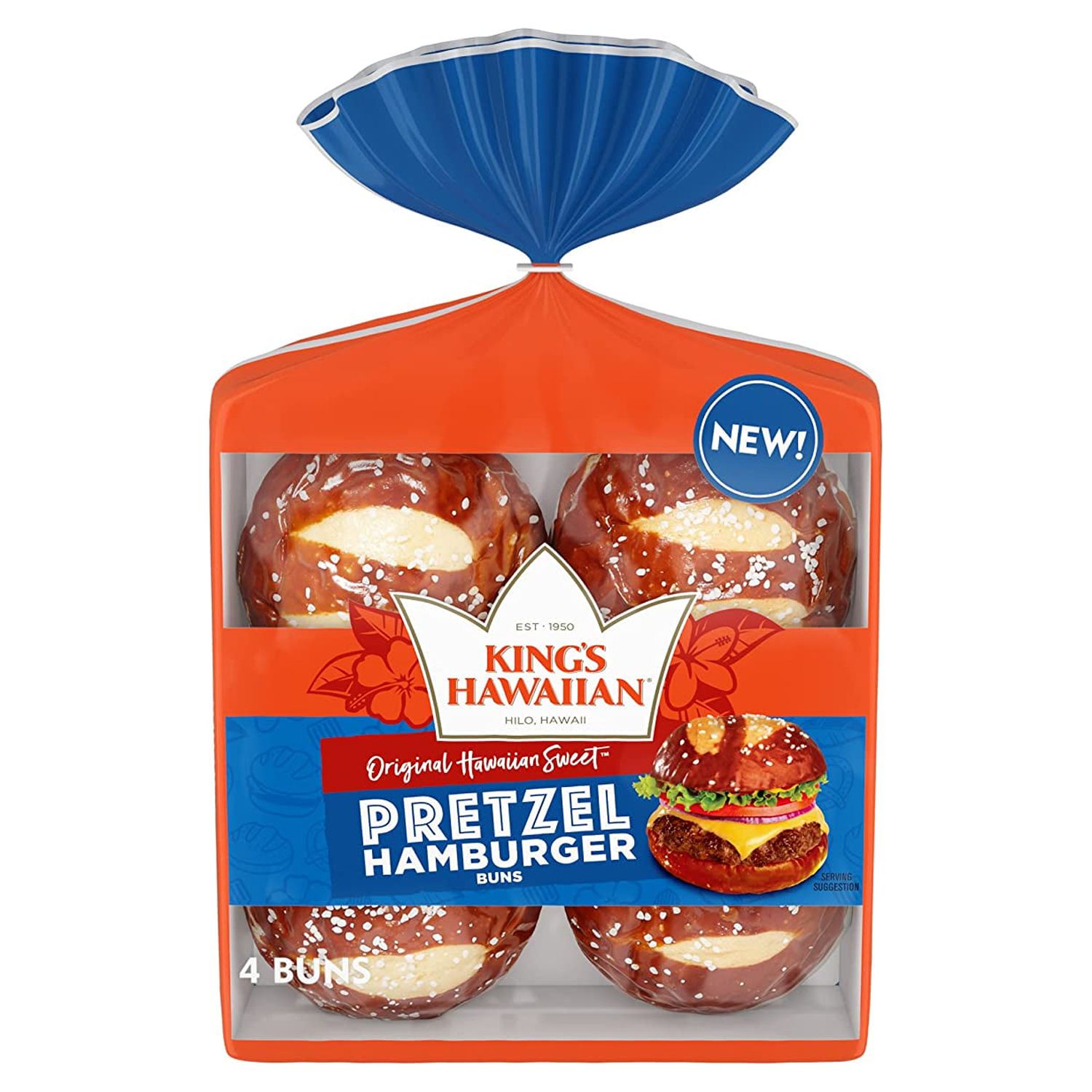 King's Hawaiian Original Hawaiian Sweet Pretzel Hamburger Buns, Bread Buns, 4 Count (Pack of 3) thumbnail 2