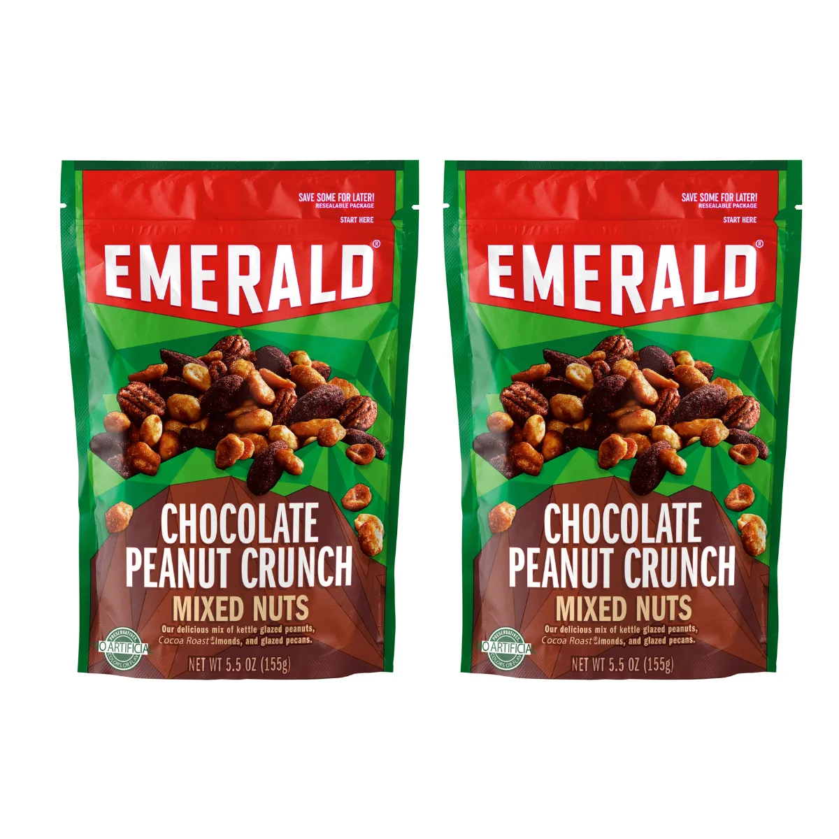 Emerald Nuts, Chocolate Peanut Crunch Mixed Nuts, 5.5 oz (Pack of 2)