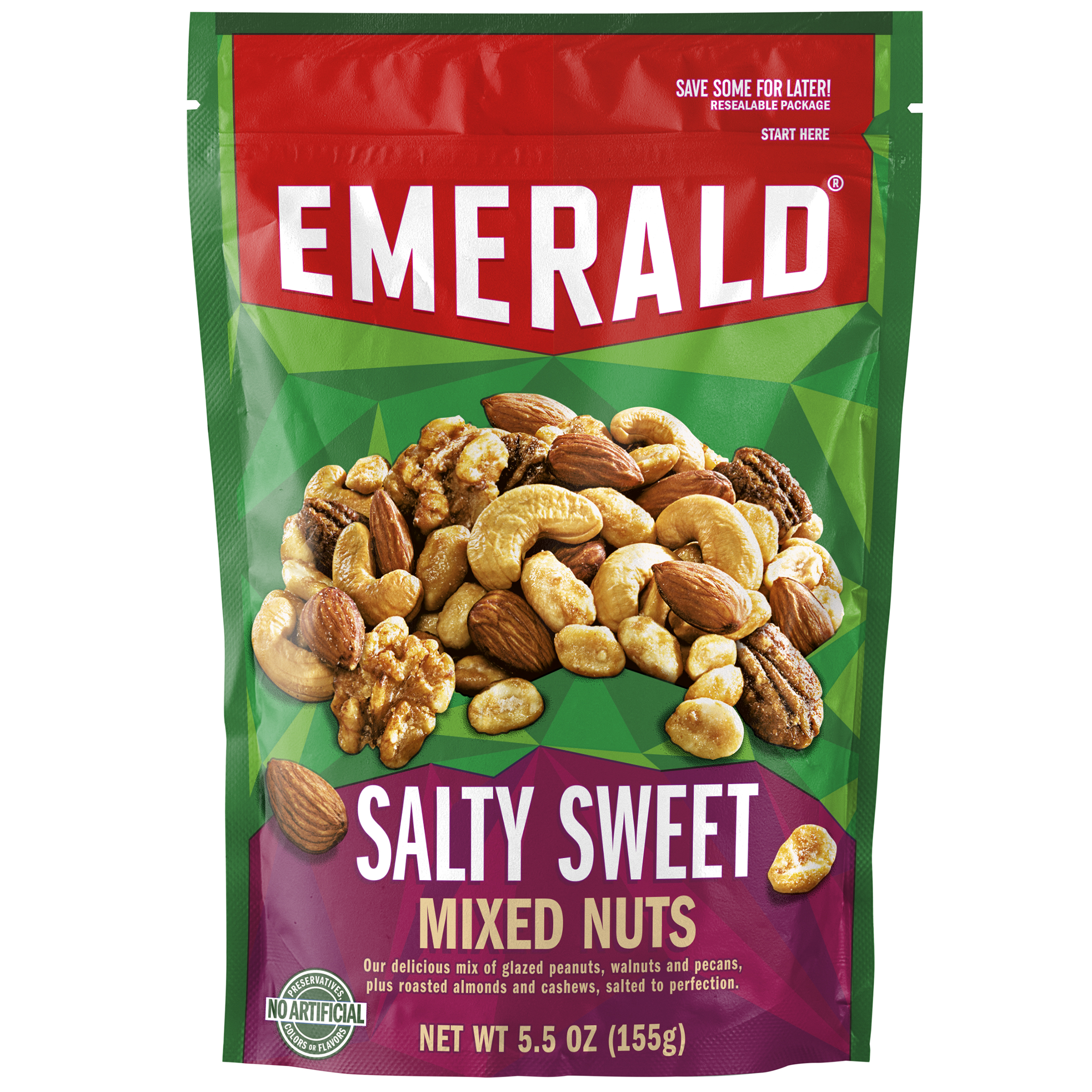 Emerald Nuts Salty Sweet Mixed Nuts, Features Kettle Glazed Peanuts, Almonds, Cashews, Kettle Glazed Walnuts, Kettle Glazed Peca thumbnail 2