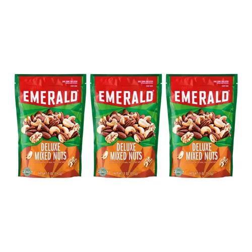 Emerald Nuts, Deluxe Mixed Nuts, 5 oz, Resealable Bag (Pack of 3)