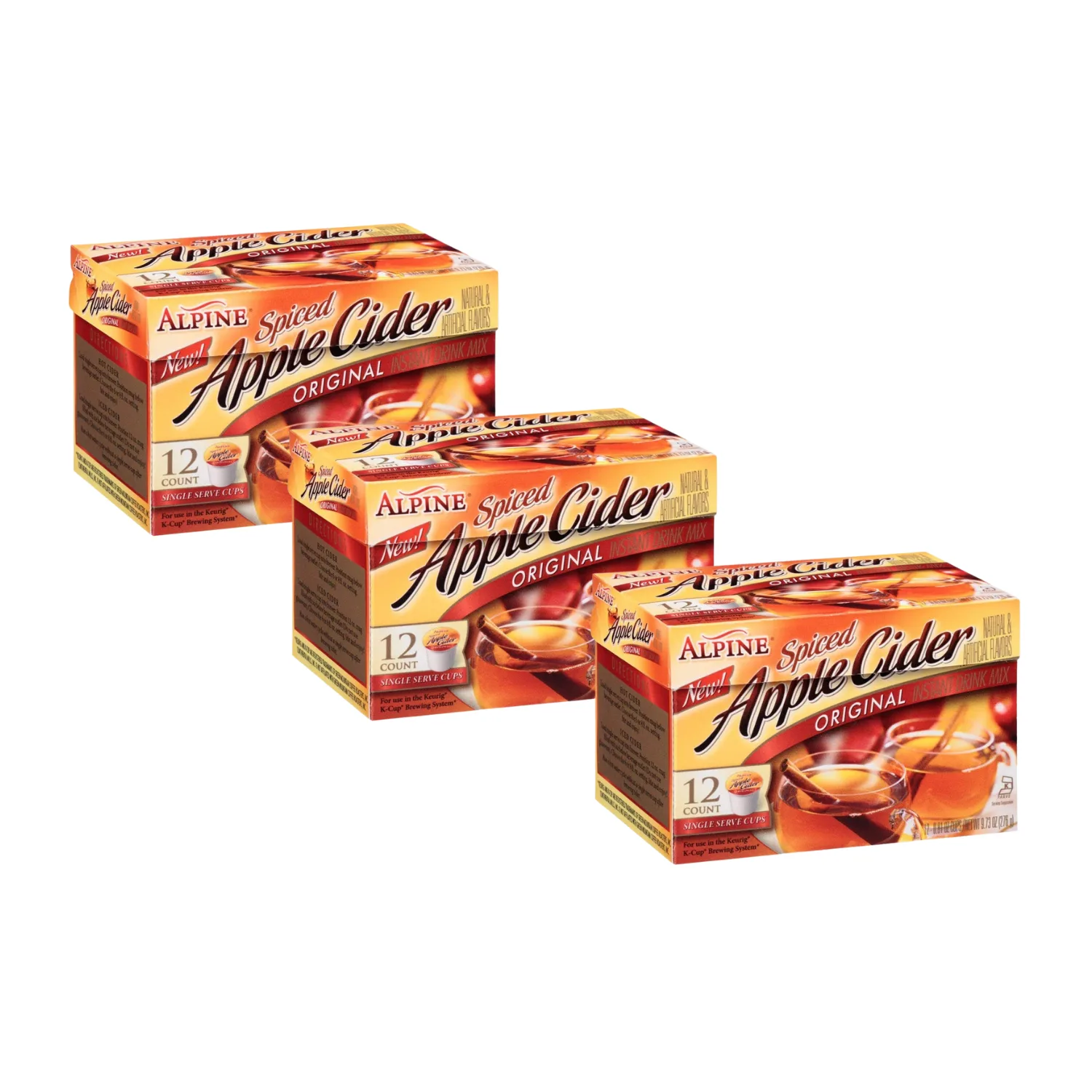 Alpine Original Spiced Apple Cider Instant Drink Mix, 0.81 oz, 12 CT (Pack of 3)