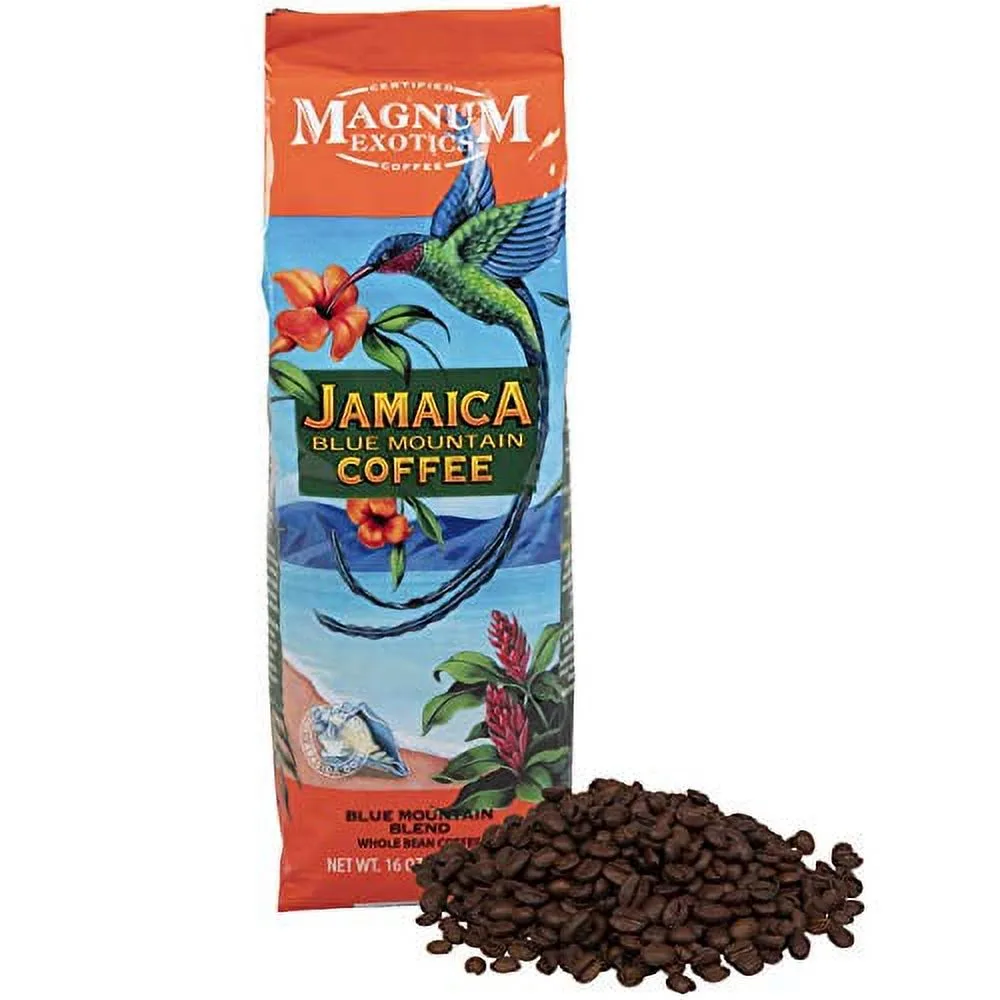 Jamaican Blue Mountain Coffee Blend, Whole Bean, 1 Lb Bag - Medium Roast, Fresh Strong Arabica Coffee - Rich And Smooth Flavor -