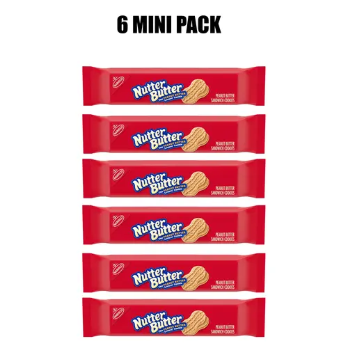 Nutter Butter Peanut Butter Sandwich Cookies for Snack Time, 1.9 Oz, 6 Mini Pack of Cookies