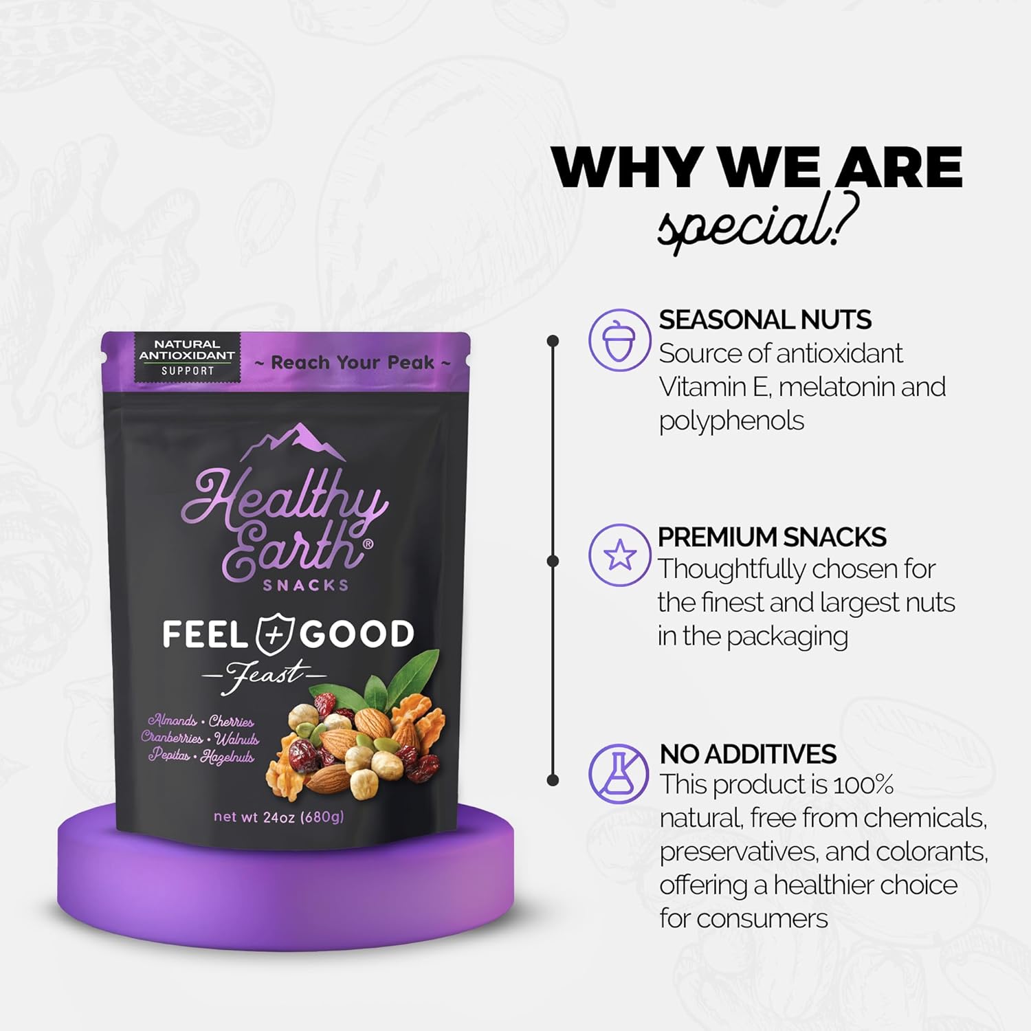 Mixed Nuts Unsalted | Trail Mix | Trail Mix without Peanuts | Sugar Free Snacks | Gourmet Snacks, Protein Snacks, Gluten Free, N thumbnail 3