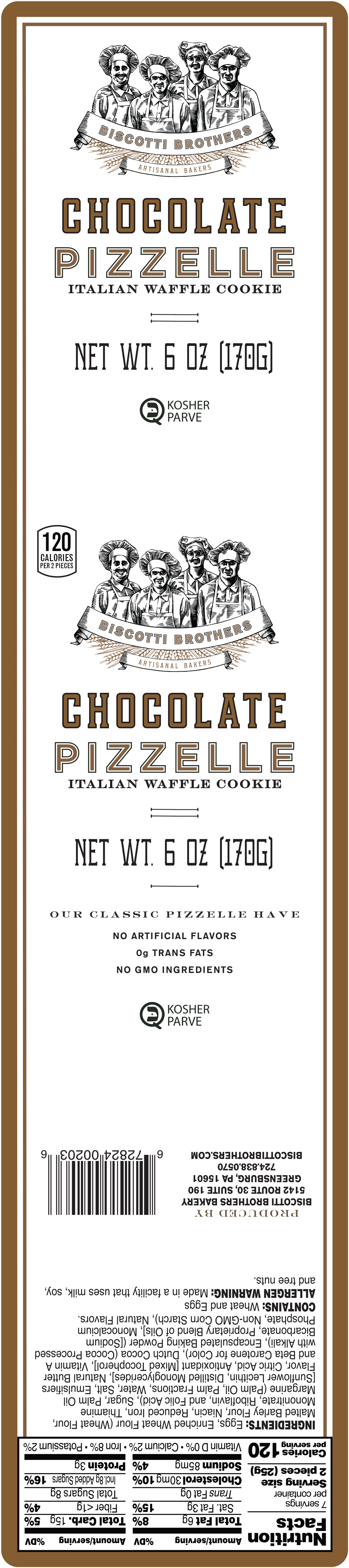 Biscotti Brothers Baked Chocolate Pizzelle Crispy Cookies, 6 oz thumbnail 3