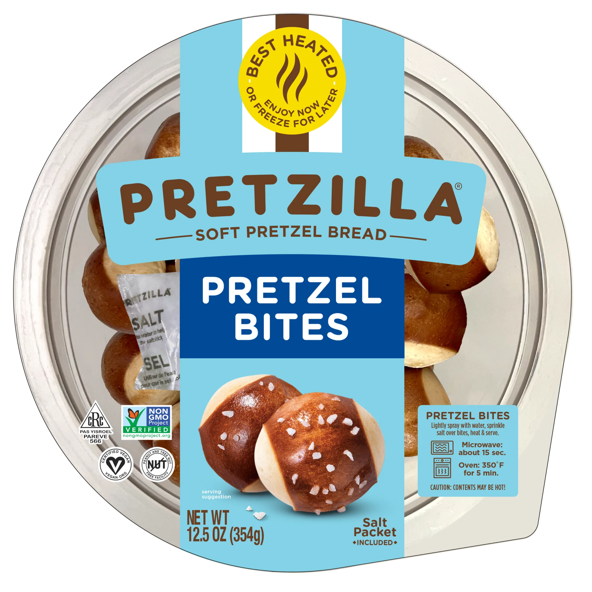 Pretzilla Soft Pretzel Bread Bites with Salt Packet, Vegan, Non-GMO, Shelf-stable, 12.3 oz
