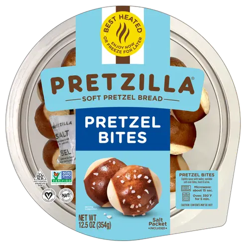 Pretzilla Soft Pretzel Bread Bites with Salt Packet, Vegan, Non-GMO, Shelf-stable, 12.3 oz
