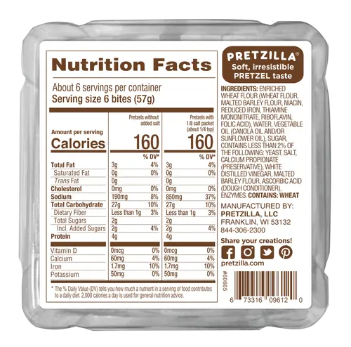 Pretzilla Soft Pretzel Bread Bites with Salt Packet, Vegan, Non-GMO, Shelf-stable, 12.3 oz thumbnail 4
