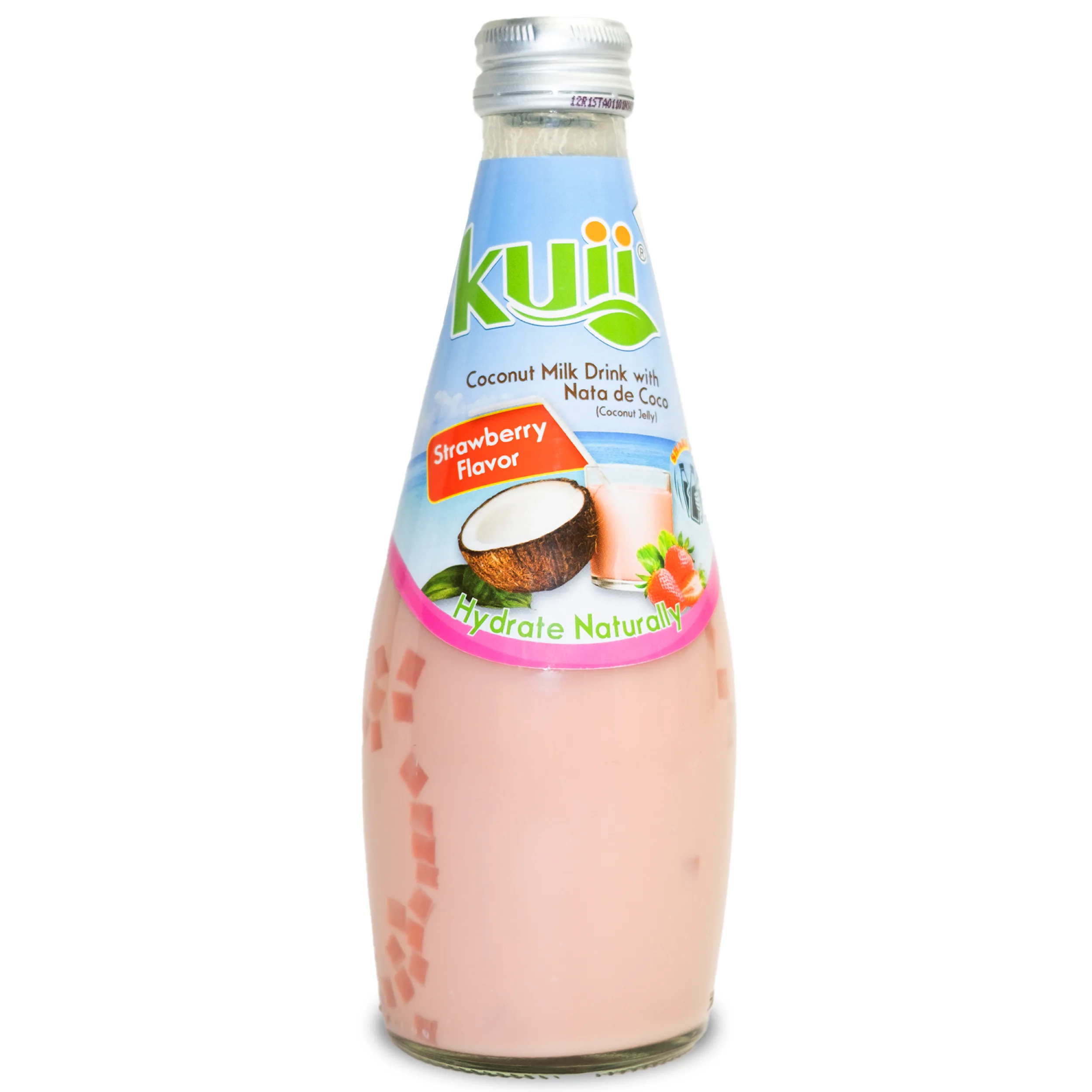 Kuii Drinks Coconut Milk with Nata de Coco, Strawberry, 290mL