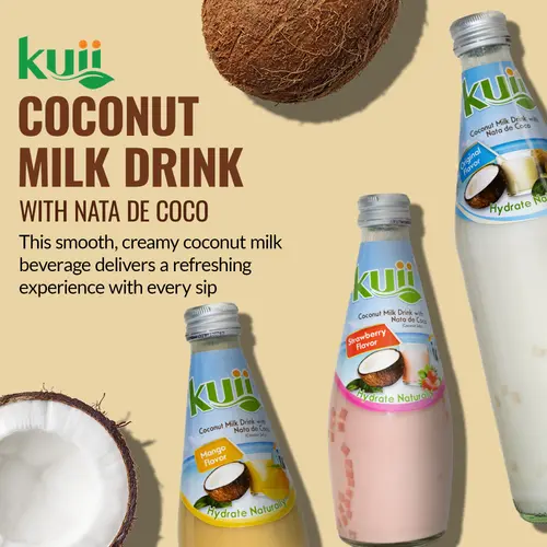 Kuii Drinks Coconut Milk with Nata de Coco, Strawberry, 290mL thumbnail 2