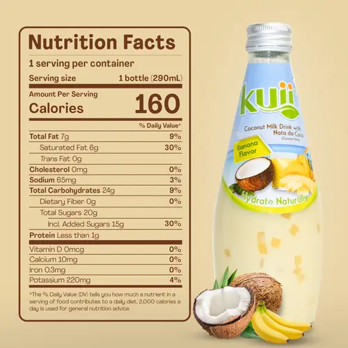 Kuii Drinks Coconut Milk with Nata de Coco, Banana, 290mL thumbnail 4