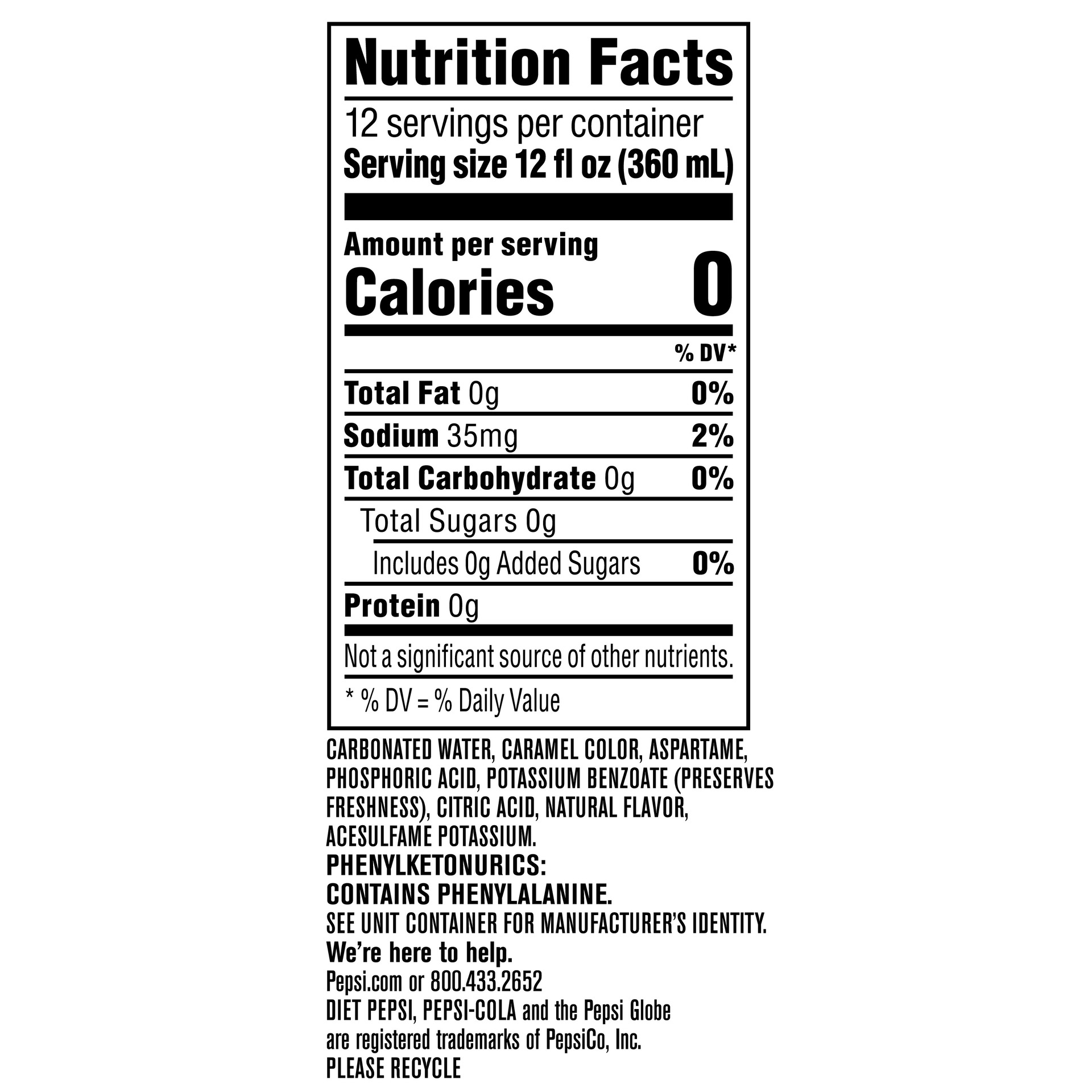 Diet Pepsi Cola Caffeine Free Soda Pop, 12 fl oz, 12 Pack Cans thumbnail 3