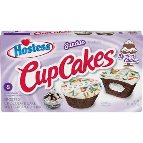 HOSTESS Limited Edition Sundae Artificially Flavored CupCakes, 8 Count, 13.1 oz (1 Pack) Offer from Winrock Store