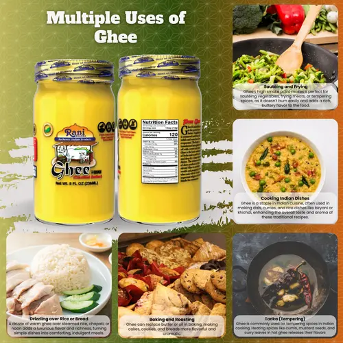Rani Ghee Pure & Natural from Grass Fed Cows (Clarified Butter) 8oz (227g) ~ Glass Jar | Paleo Friendly | Keto Friendly | Gl thumbnail 2