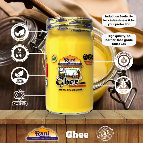 Rani Ghee Pure & Natural from Grass Fed Cows (Clarified Butter) 8oz (227g) ~ Glass Jar | Paleo Friendly | Keto Friendly | Gl thumbnail 4