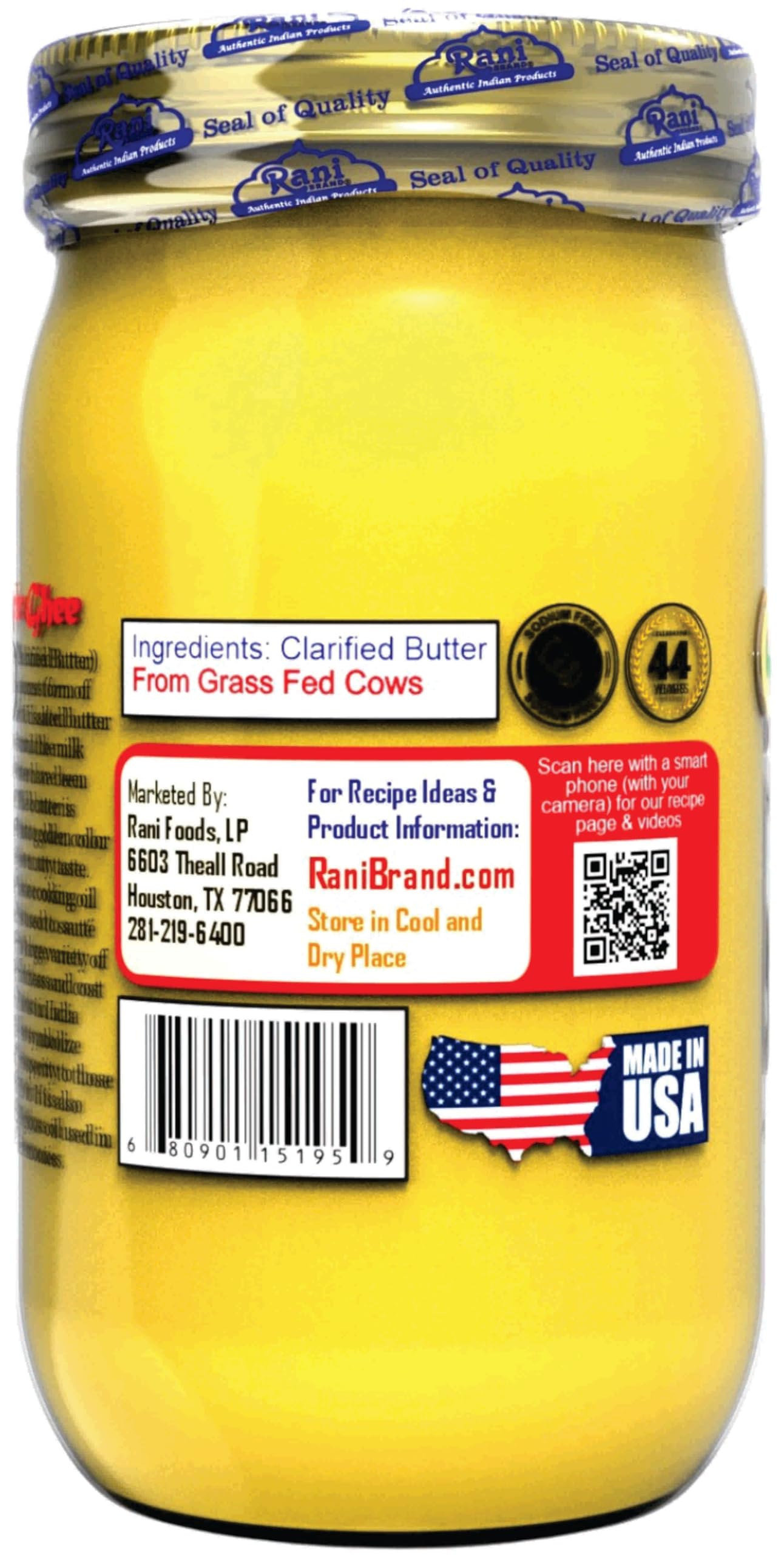 Rani Ghee Pure & Natural from Grass Fed Cows (Clarified Butter) 1lb (16oz) ~ Glass Jar | Paleo Friendly | Keto Friendly | Gl thumbnail 4