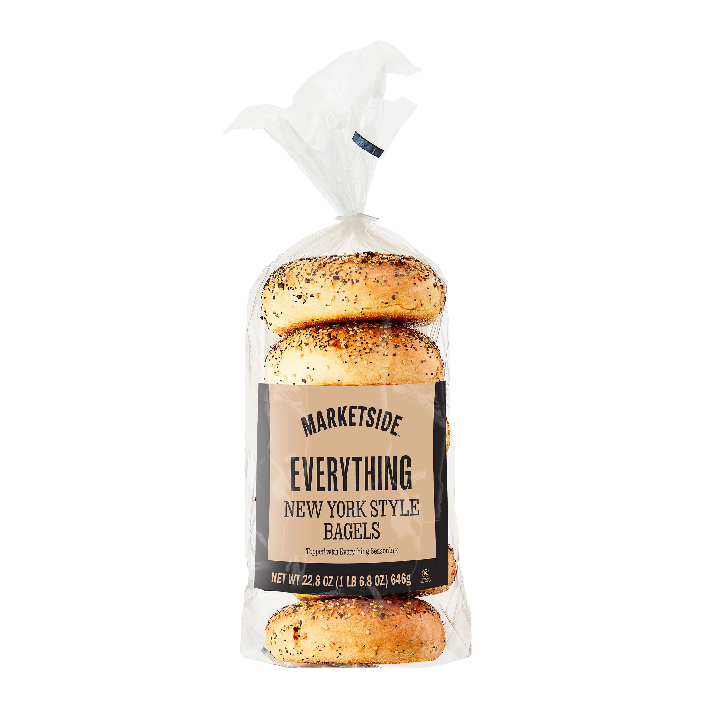 Marketside Everything New York Style Bagels, 22.8 oz, 6 Count
