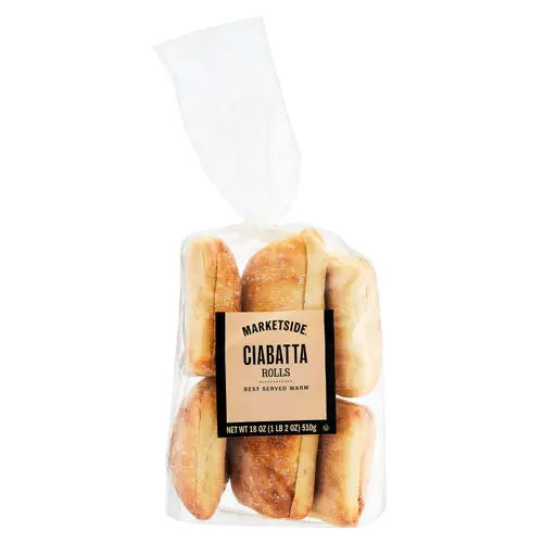 Marketside Italian Style Ciabatta Sandwich Rolls, 18 oz (6 Count), Shelf-Stable