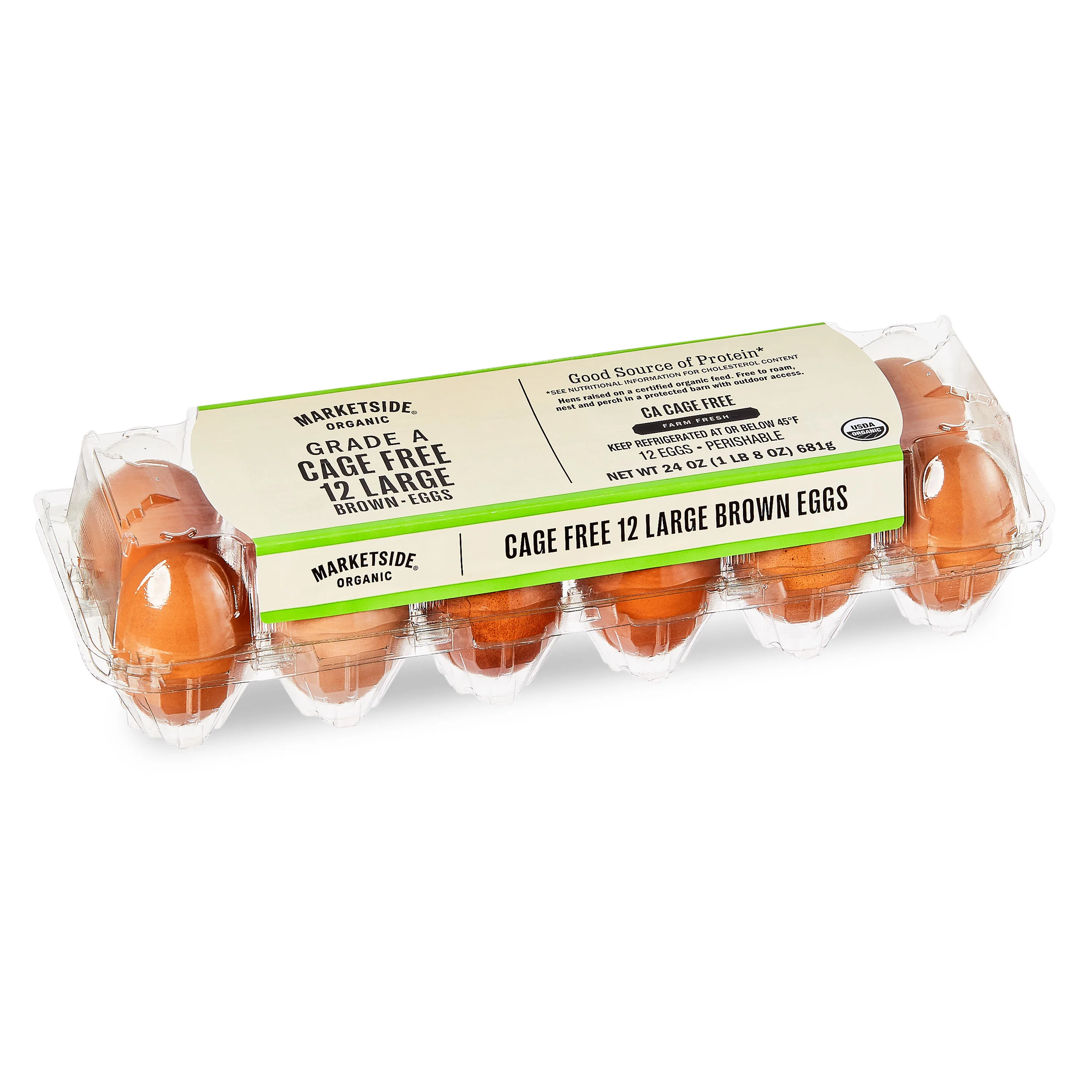 Marketside Organic Cage-Free Large Brown Eggs, 12 Count