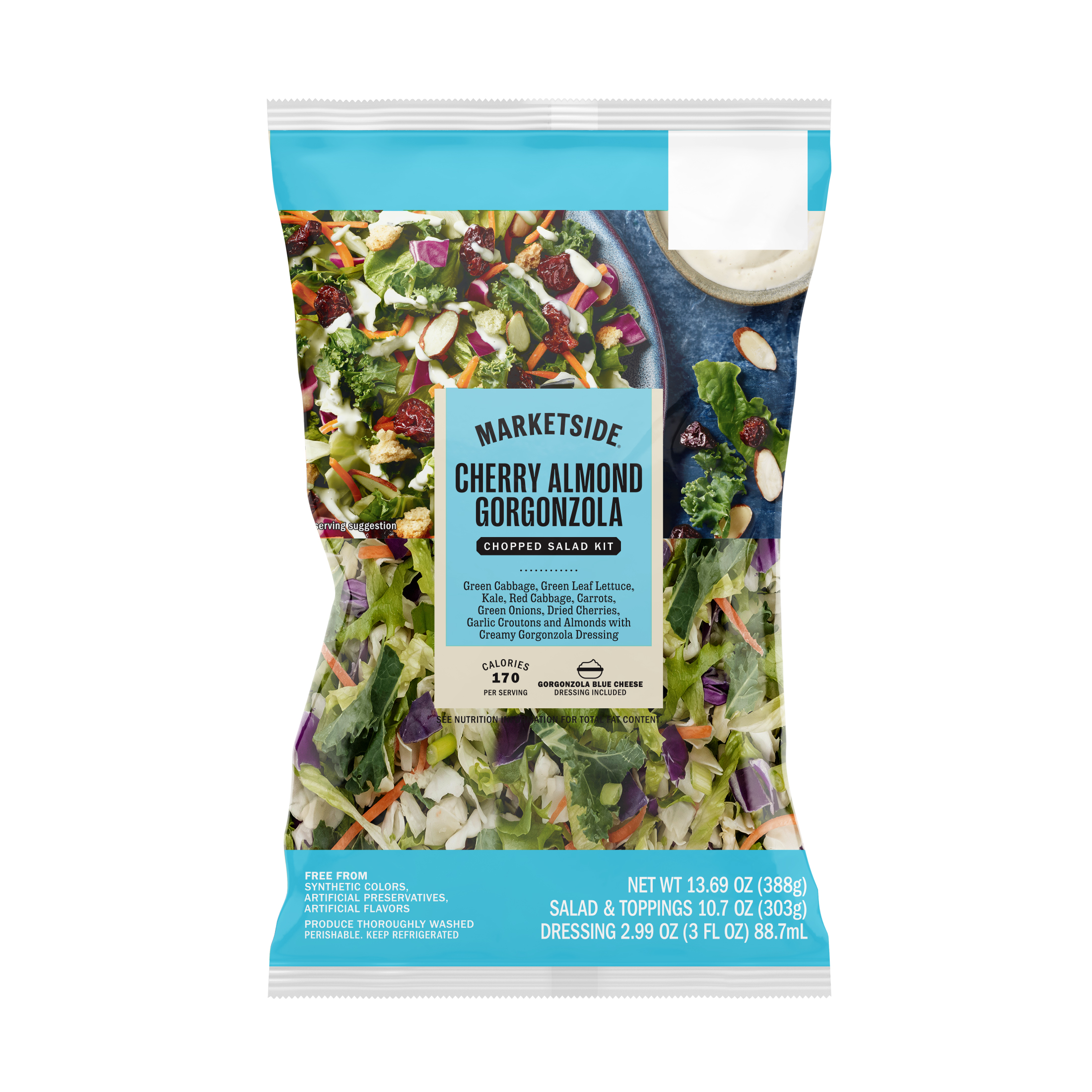 Marketside Cherry Almond Gorgonzola Chopped Salad Kit, 10.7 oz Bag, Fresh