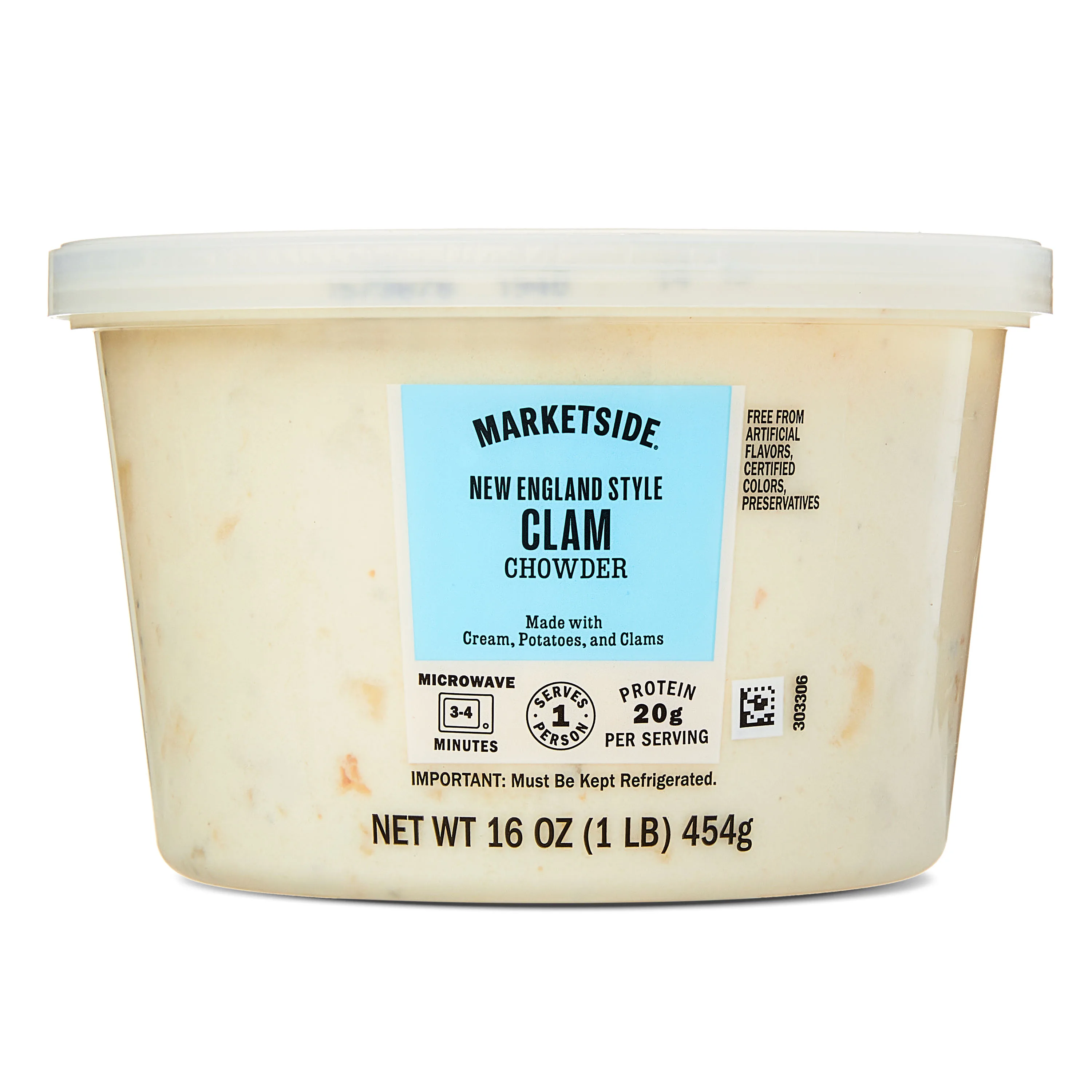 Marketside New England Clam Chowder, Fresh Deli Soup, 16 oz Cup