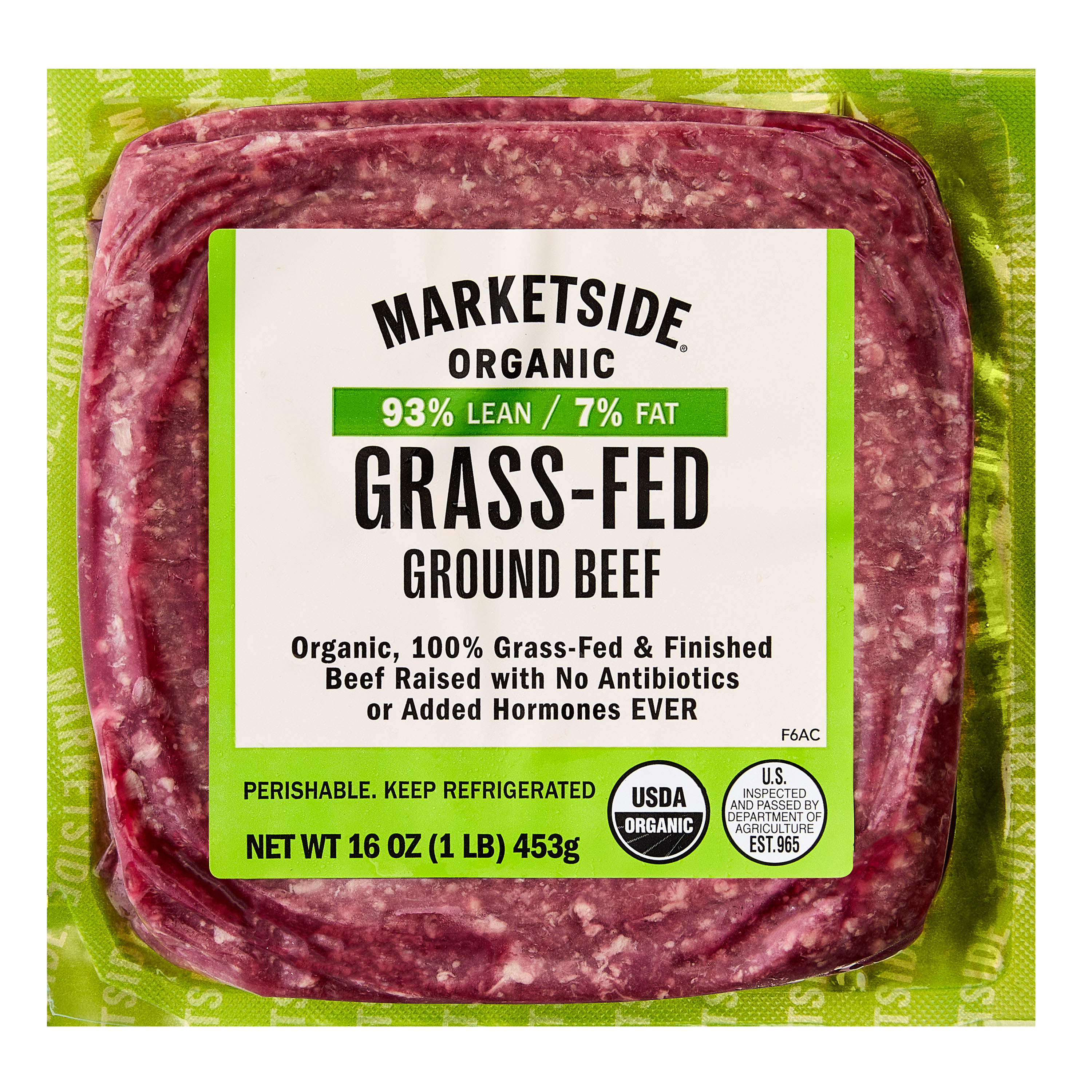 Marketside Organic Grass-Fed Ground Beef, 93% Lean/7% Fat, 1 lb