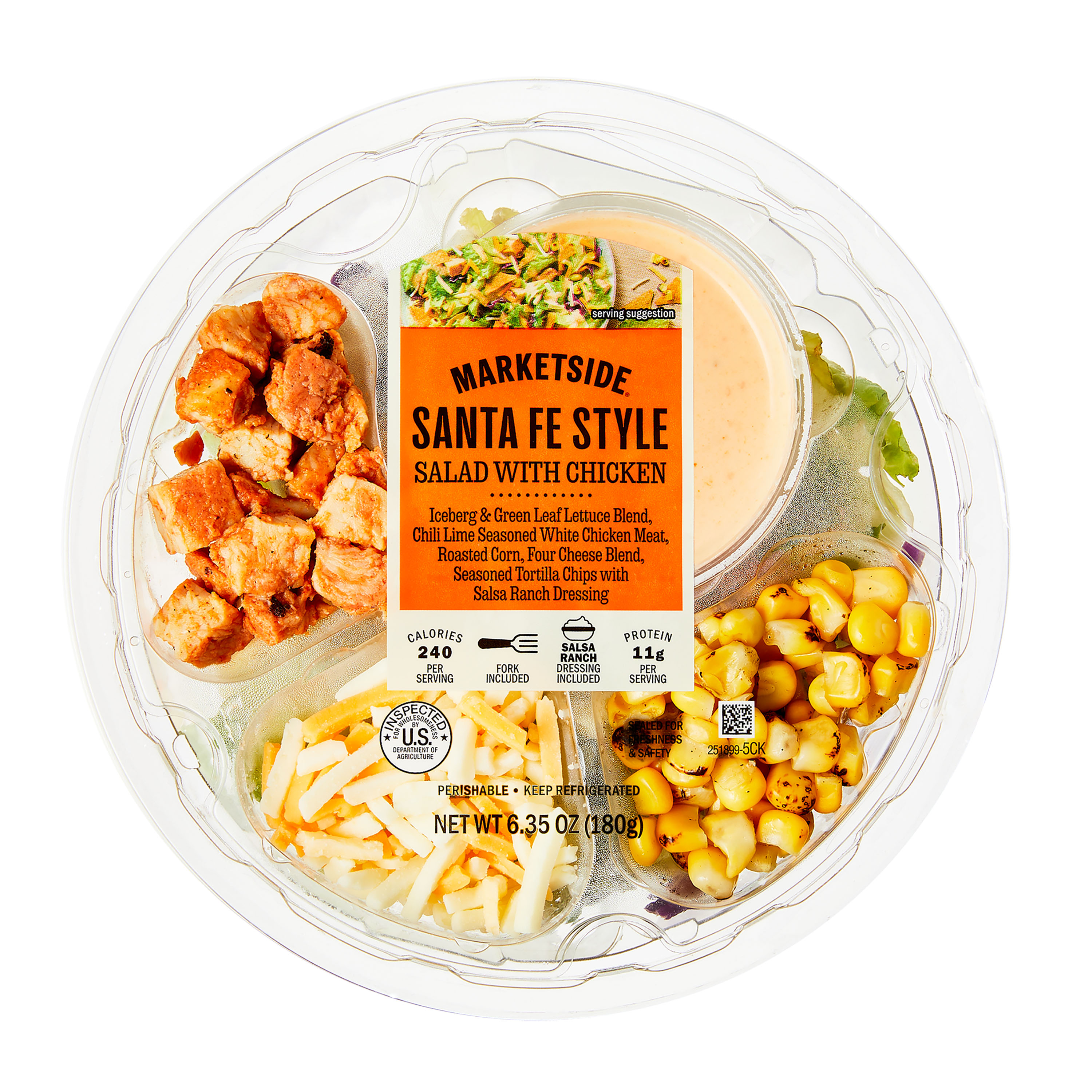 Marketside Santa Fe Style Salad with Chicken, 6.35 oz Bowl (Fresh)