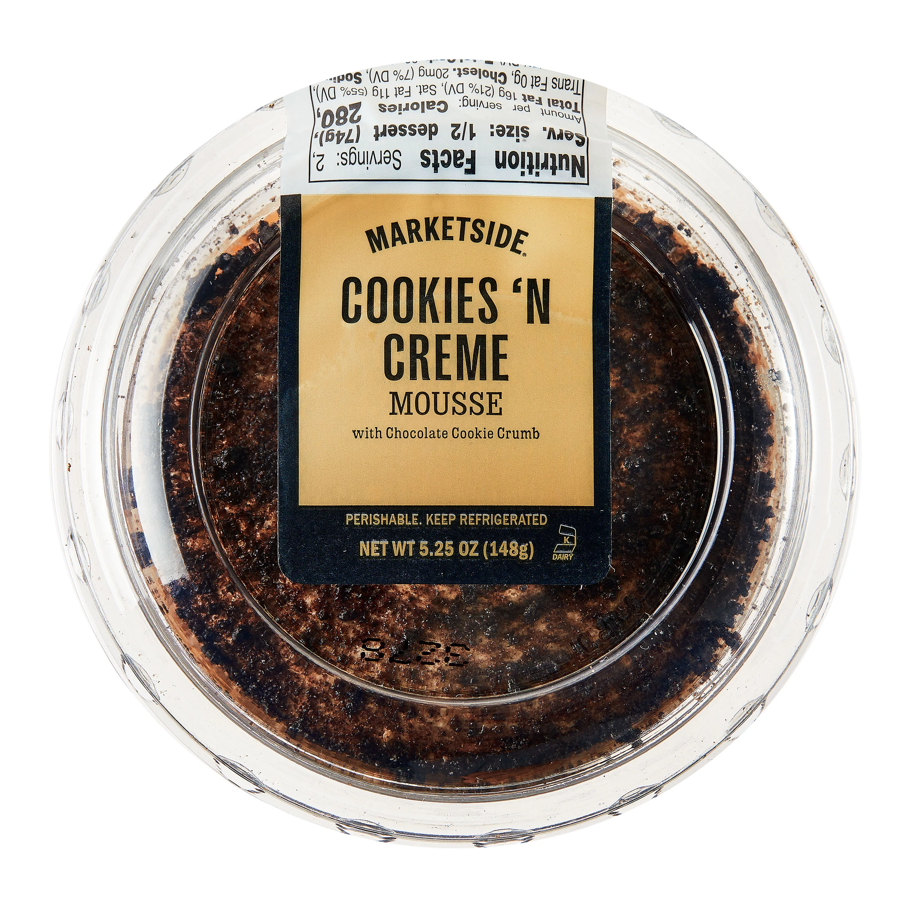 Marketside Chocolate Cookies 'n CrÃ¨me Mousse Dessert Cup, Cookie Piece Topping, 5.25oz