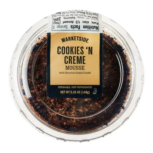 Marketside Chocolate Cookies 'n CrÃ¨me Mousse Dessert Cup, Cookie Piece Topping, 5.25oz