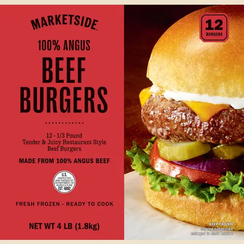 Marketside 100% Angus Beef Burgers, 12 Count, 4lb (Frozen)