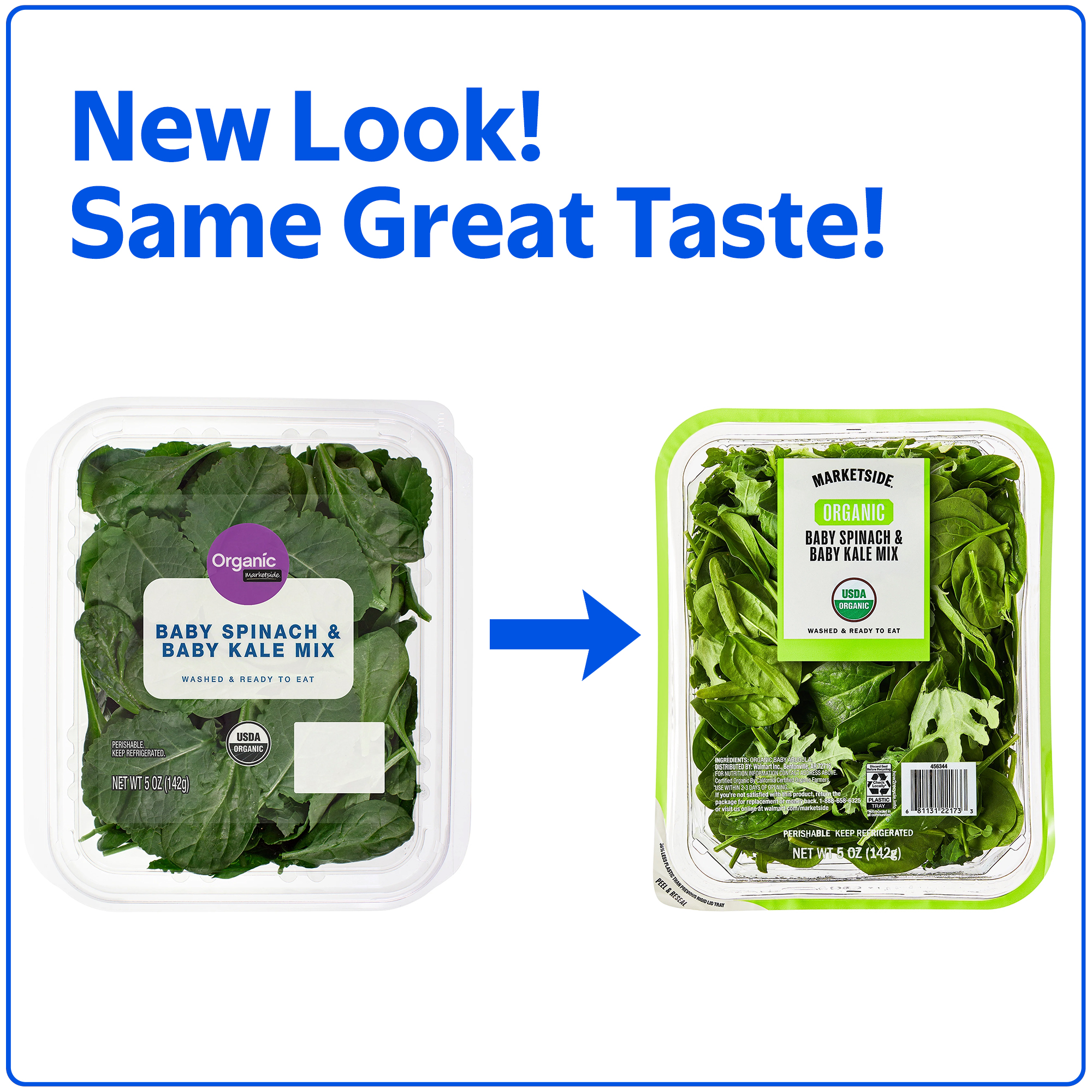 Marketside Organic Fresh Baby Spinach and Baby Kale Mix, 5 oz thumbnail 2