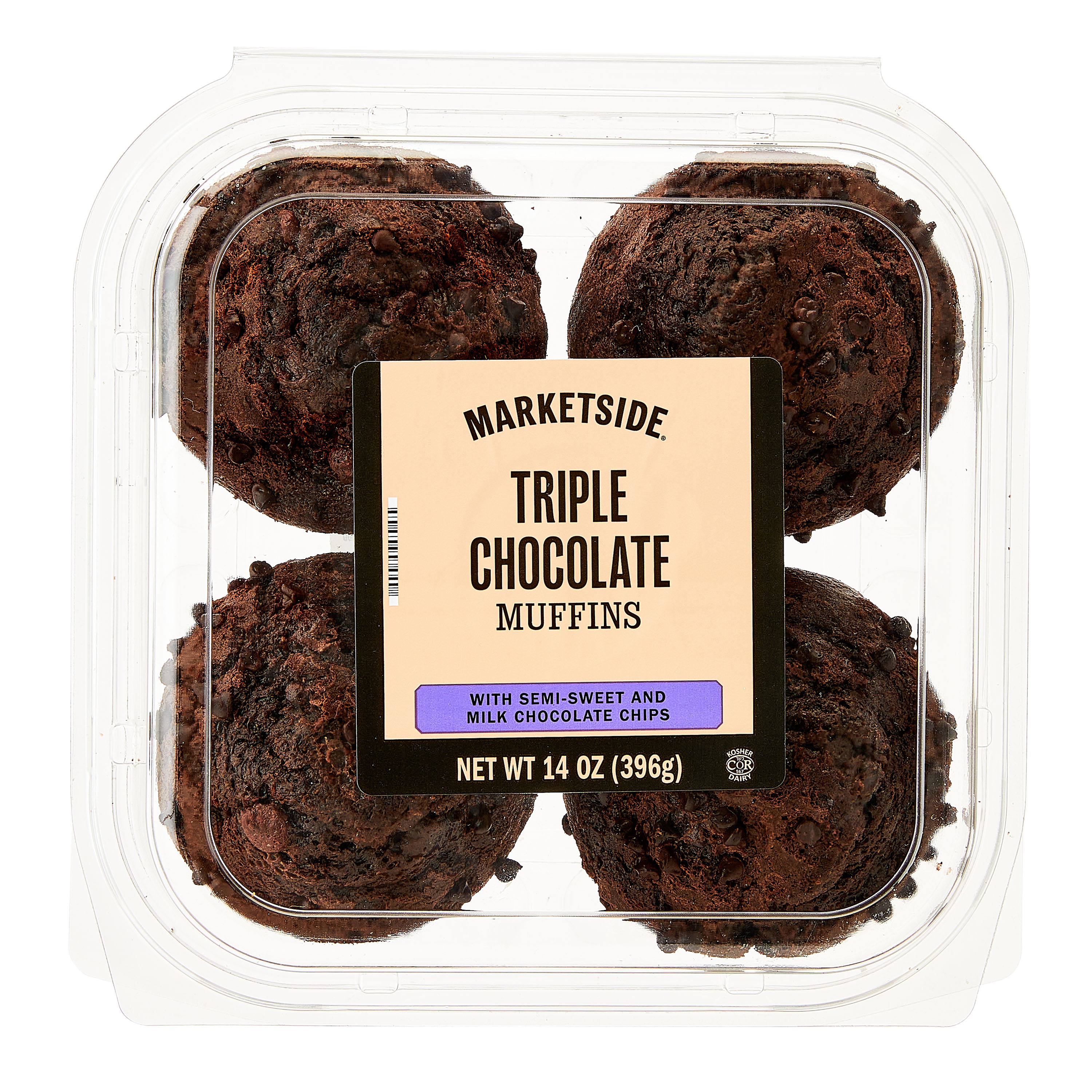 Marketside Triple Chocolate Muffins, 14 oz, 4 Count
