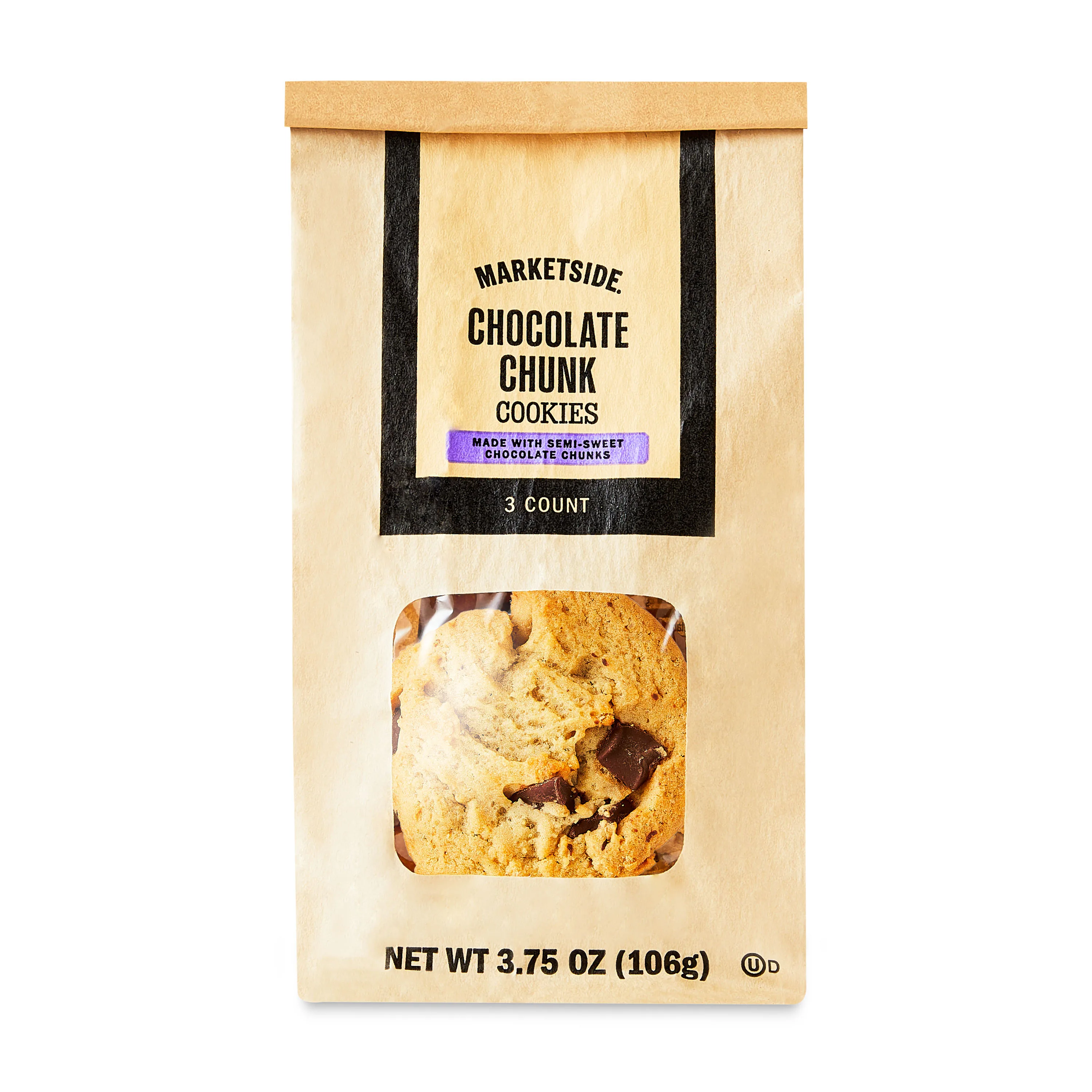 Marketside Chocolate Chunk Decadent Baked Cookies, 3.75 oz, 3 Count