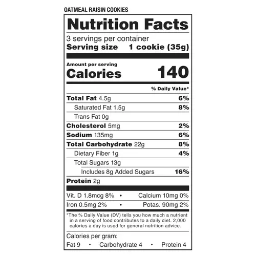 Marketside Decadent Oatmeal Raisin Baked Cookies, 3.75 oz, 3 Count thumbnail 4