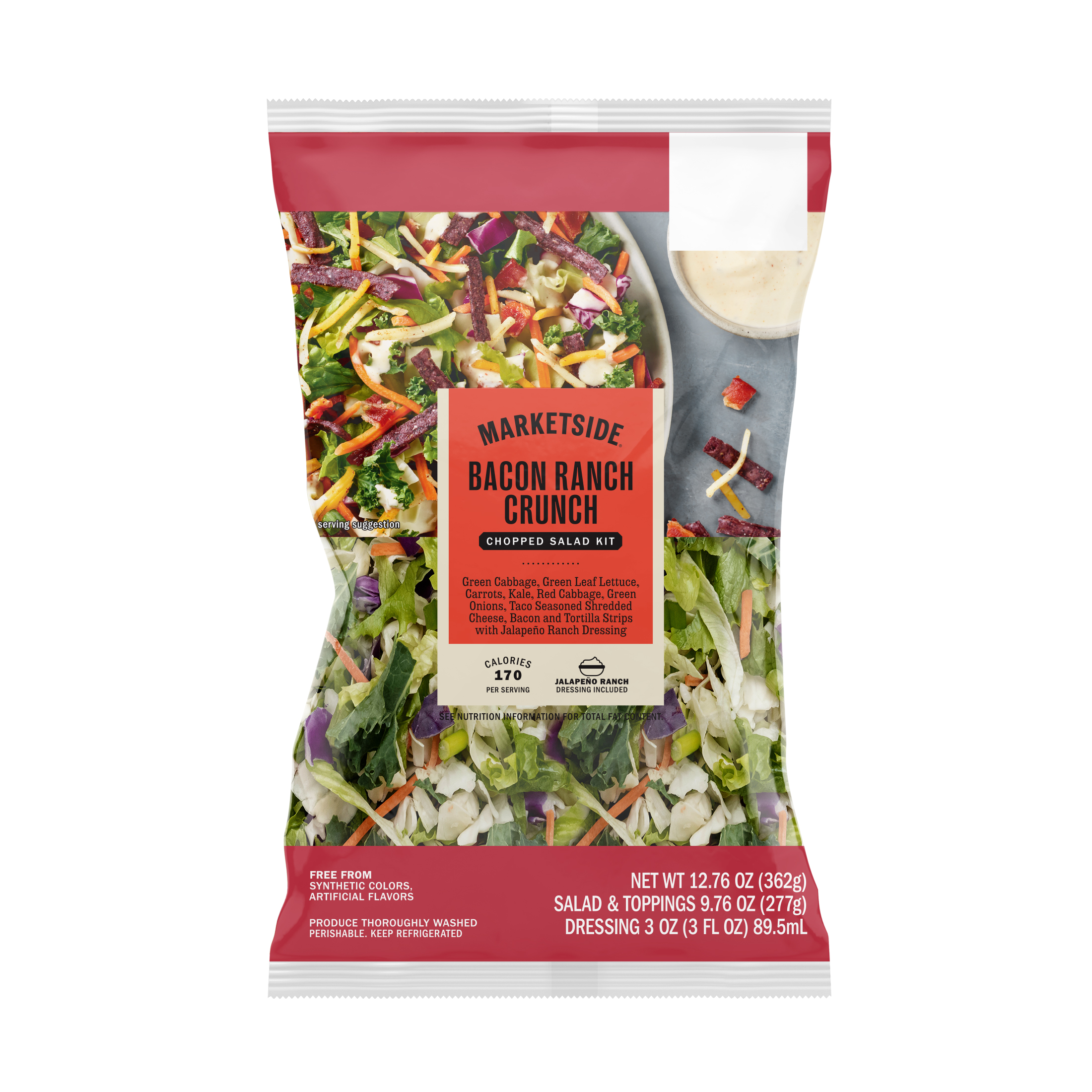 Marketside Bacon Ranch Crunch Chopped Fresh Salad Kit, 9.76 oz Bag, Fresh
