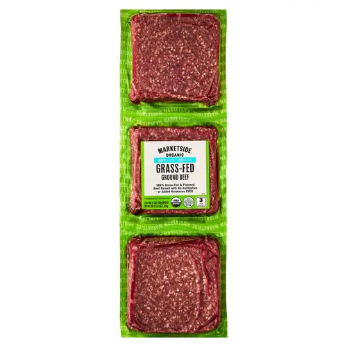 Marketside Organic Grass-Fed Ground Beef, 85% Lean/15% Fat, 1 lb, 3 Count