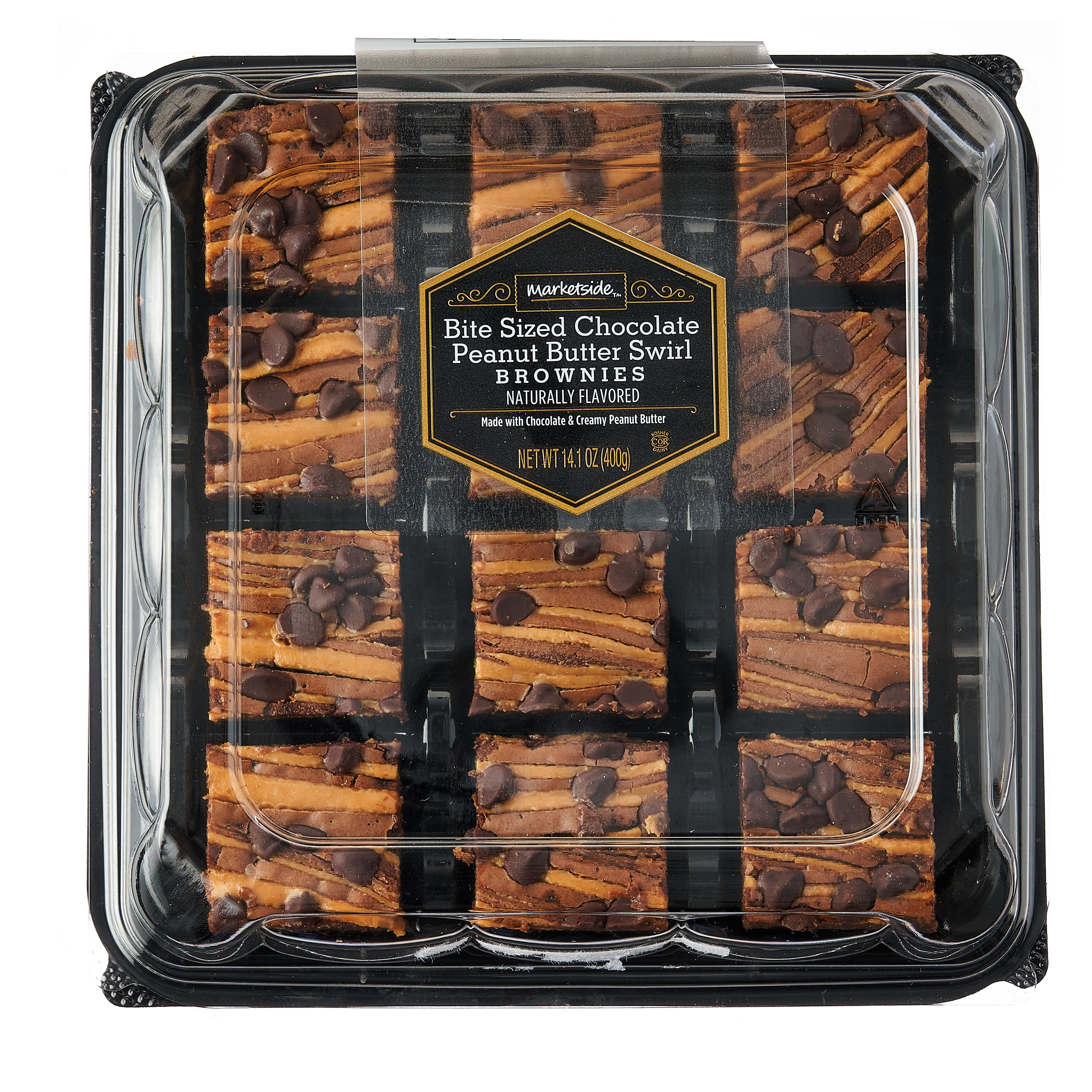 Marketside Bite Sized Chocolate Peanut Butter Swirl Brownies, 14.1 oz (Shelf Stable)