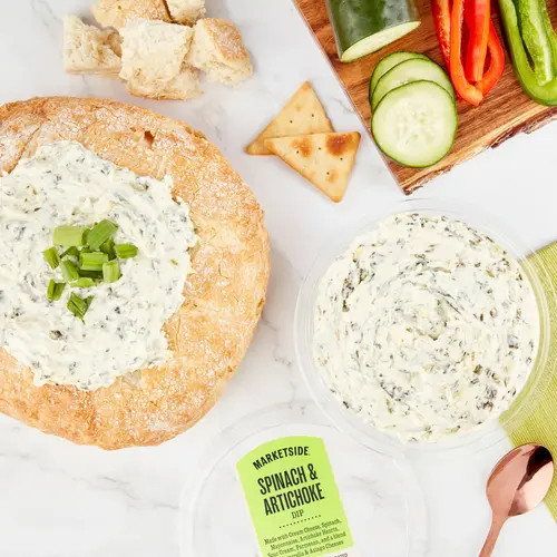 Marketside Premium Heatable Spinach Artichoke Dip Small Tub, 16 oz, 1 Count (Refrigerated) thumbnail 2