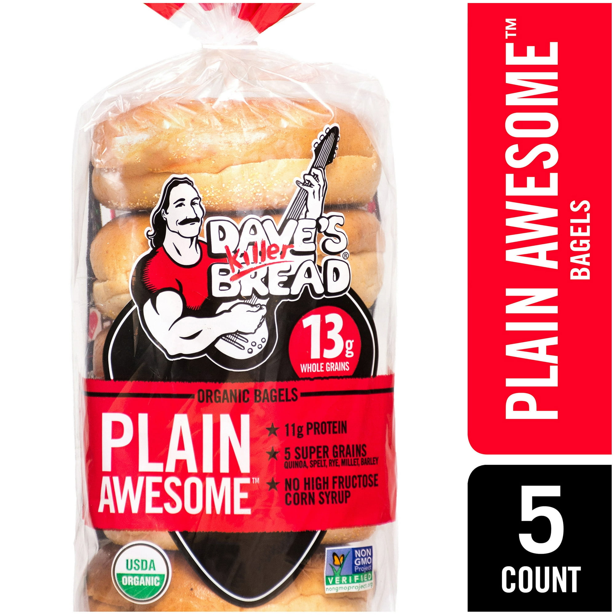 Dave's Killer Bread Plain Awesome Organic Bagels, 16.75 oz (Pack of 2)